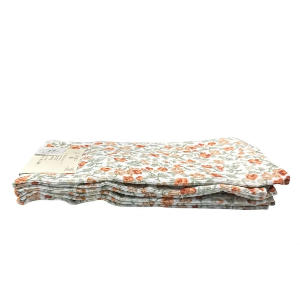 NEW Laura Ashley FLORAL EMOGENE Terracota Kitchen Towel Set/3